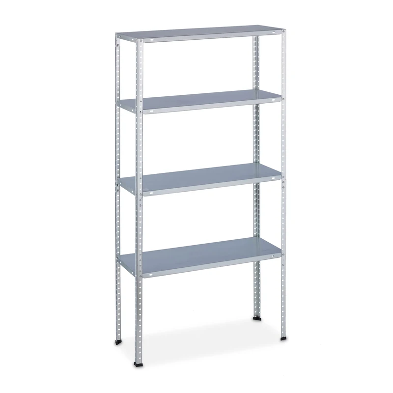 Relaxdays Heavy Duty Unit, Max. Load 200 kg, 4 Shelves, 150x75x30 cm, Garage & Cellar, Galvanised Steel, Silver