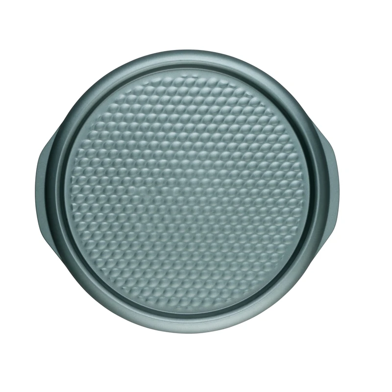 Progress COMBO-7932 Shimmer 37 cm Pizza Tray with Pizza Cutter - Round Baking Tray, Carbon Steel Bakeware, Oven Tray with Textured Base for Even Heat Distribution, Perfect for Pizza & Garlic Bread, Green