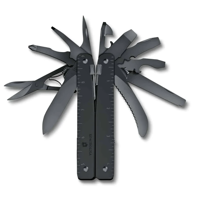 VICTORINOX Swiss Pocket Knife Swiss Tool Spirit MXBS, 26 Functions, Multi Tool incl. Pliers, Screwdriver, Tin Opener, Nylon Belt Bag, Black