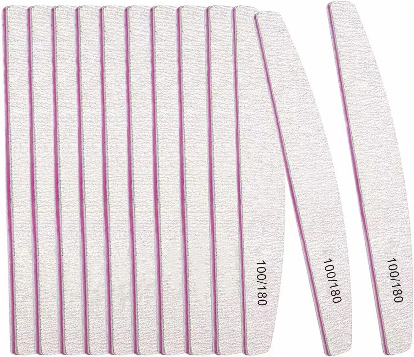 12PCS Professional Nail Files Double Sided Emery Board 100/180 Grit Washable Nail Files, Fingernail Buffering Files Manicure Tools Nail Styling Tools Pet Grooming Tools