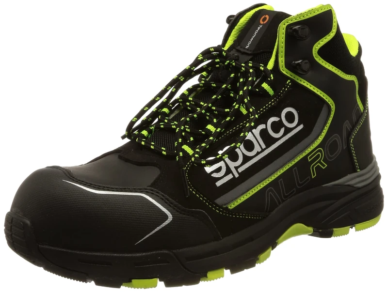 Sparco Work Safety Shoes, FLUO YELLOW, 9.5 UK
