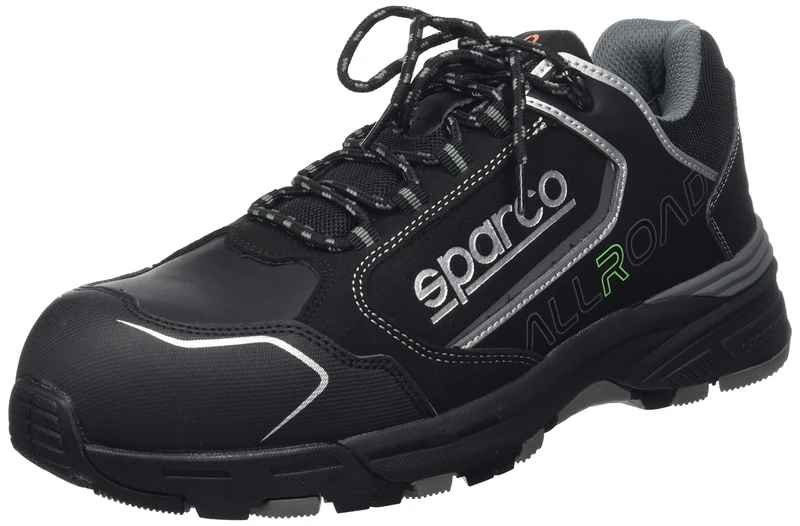sparco Allroad Unisex Adult Work Safety Shoes, Black-Neon Green, EU 38, Black Green Fluo, 6 UK