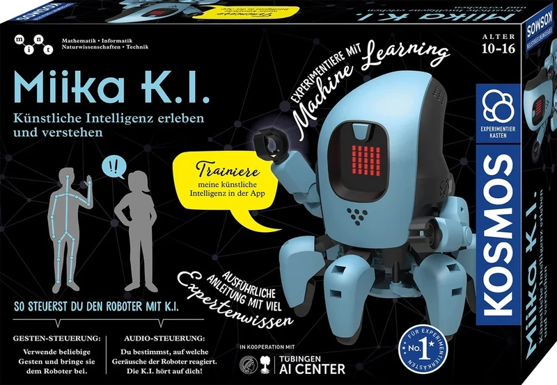 KOSMOS 620899 Miika K.I. Robot, Experience and Understand Artificial Intelligence, Train Him with Gestures or Voice, Innovative Experiment Box for Children from 10 to 14 Years, Robot Toy