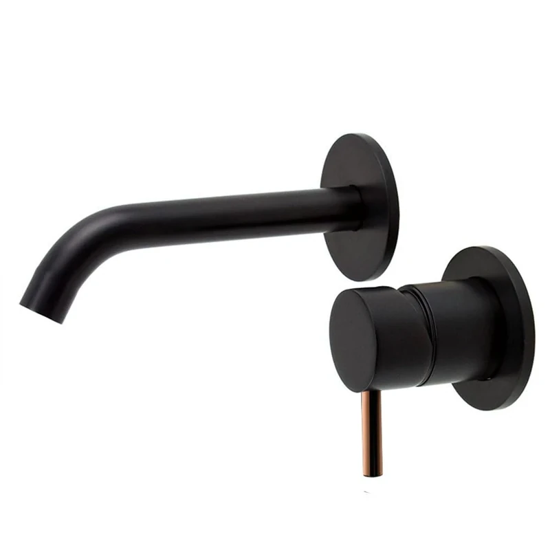 ZUÑ Black Gold Basin Mixer Tap Made of Brass and Black Rose Gold Finish with Designer Handle, Space Saving Mixer