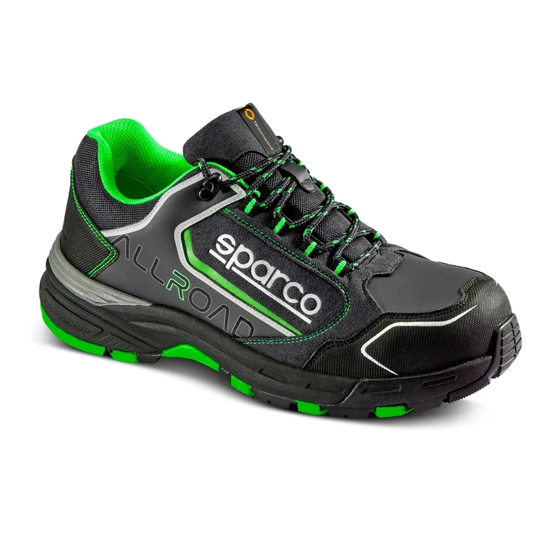 sparco Allroad Unisex Adult Work Safety Shoes, Black-Neon Green, 41 EU, Black Green Fluo, 7 UK
