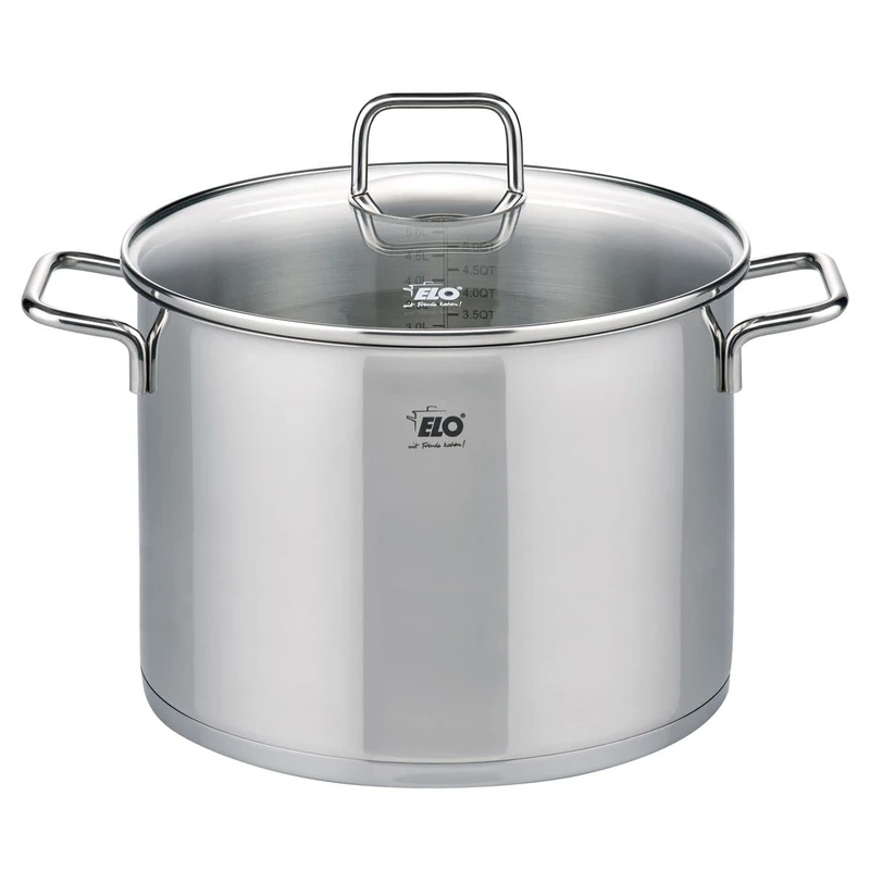 ELO 26 cm Stainless Steel Induction Stewpot, 9.5L, Silver, With Lid, Dishwasher Safe