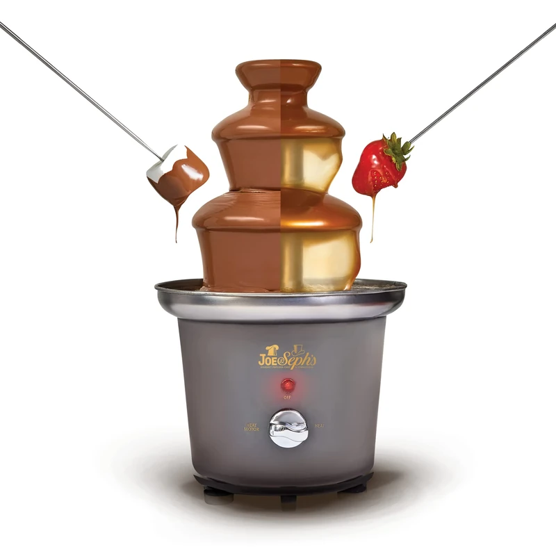 Joe & Seph's Premium Chocolate & Caramel Fountain Machine |1L Capacity, Stainless Steel, Dessert and Pudding Machine, hot Chocolate, Salted Caramel