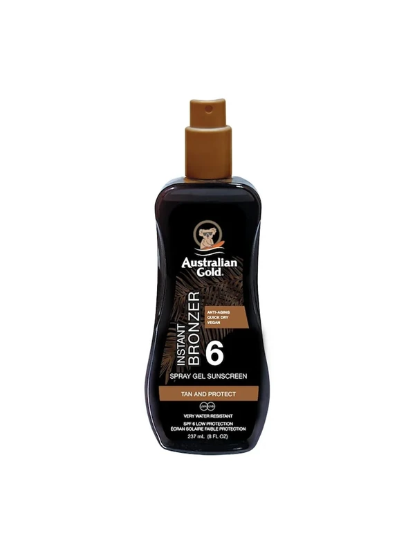 Australian Gold SPF 6 Spray Gel Sunscreen with Instant Bronzer 237ml