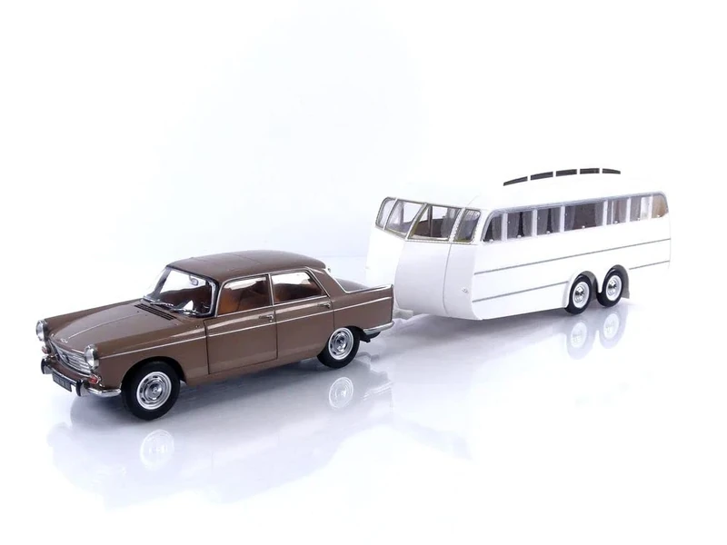 Norev 1:18 Peugeot 404 1965 - Brown Metallic with Caravan Hénon