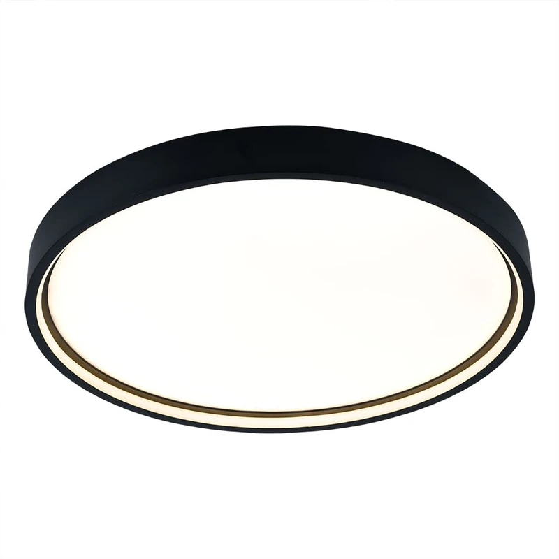 WOFI Dubai Plastic Ceiling Light, 27.5 W, Dark Grey, H: 4.5 cm x W: 45 cm