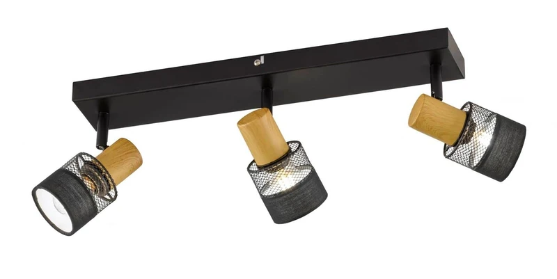WOFI DORAL Metal Ceiling Light, 84 W, Black, Height 17 cm x Width 8 cm x Length 45 cm - Image 1