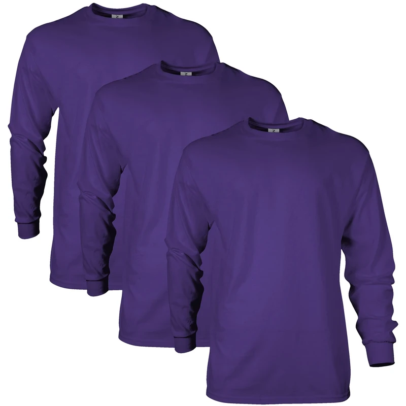 Gildan Unisex's Ultra Cotton Long Sleeve T-Shirt, Style G2400, Multipack, Purple (3-Pack), 3XL (Pack of 3)