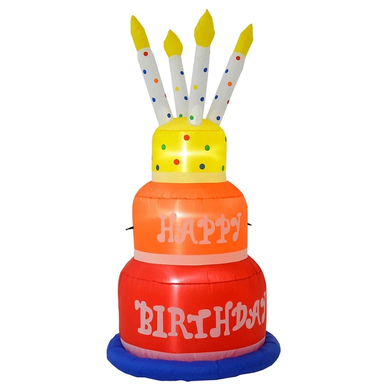 Inflatable Party Decoration Light Up Easter Birthday Home Garden - 6ft Birthday Cake