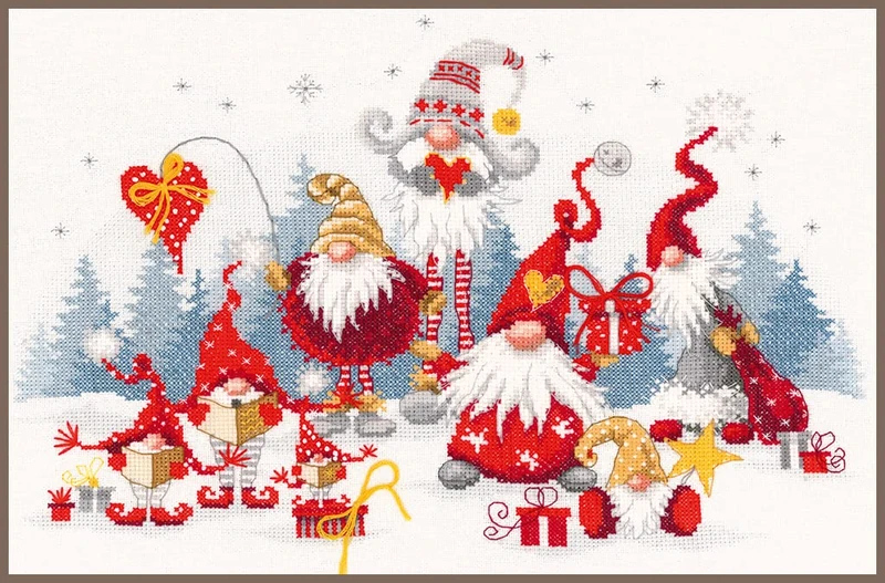 Vervaco Counted Cross Stitch Embroidery Kits DIY Embroidery Pictures Christmas Meeting Wall Decoration Handmade Set for Adults Creative Craft Approx. 38 x 27 cm Cross Stitch Pictures Set Home