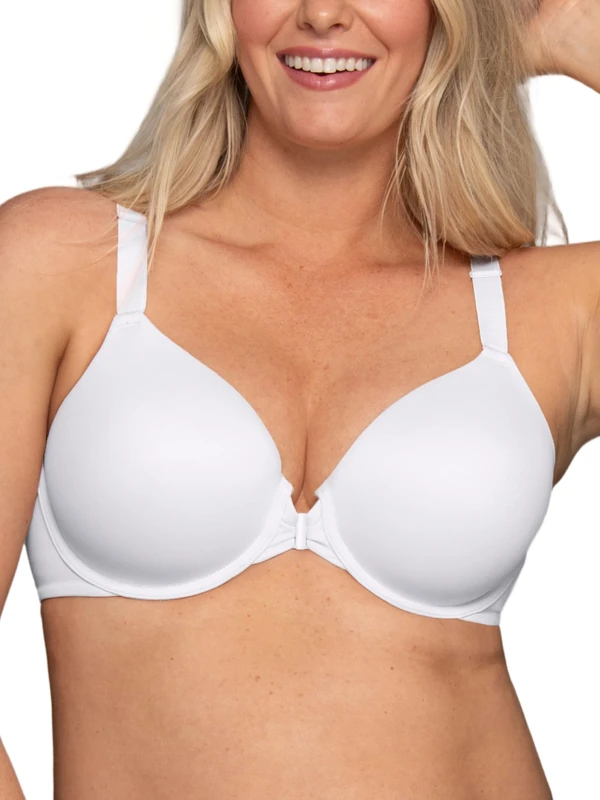 Vanity Fair Women's Full Figure Front Closure Bra, Beauty Back Smoothing, Lightly Lined Cups Up to DDD, White, 38D