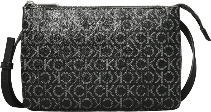 Calvin Klein Women Shoulder Bag Ck Must Ew Xbody Mono Small, Black (Black Mono), One Size