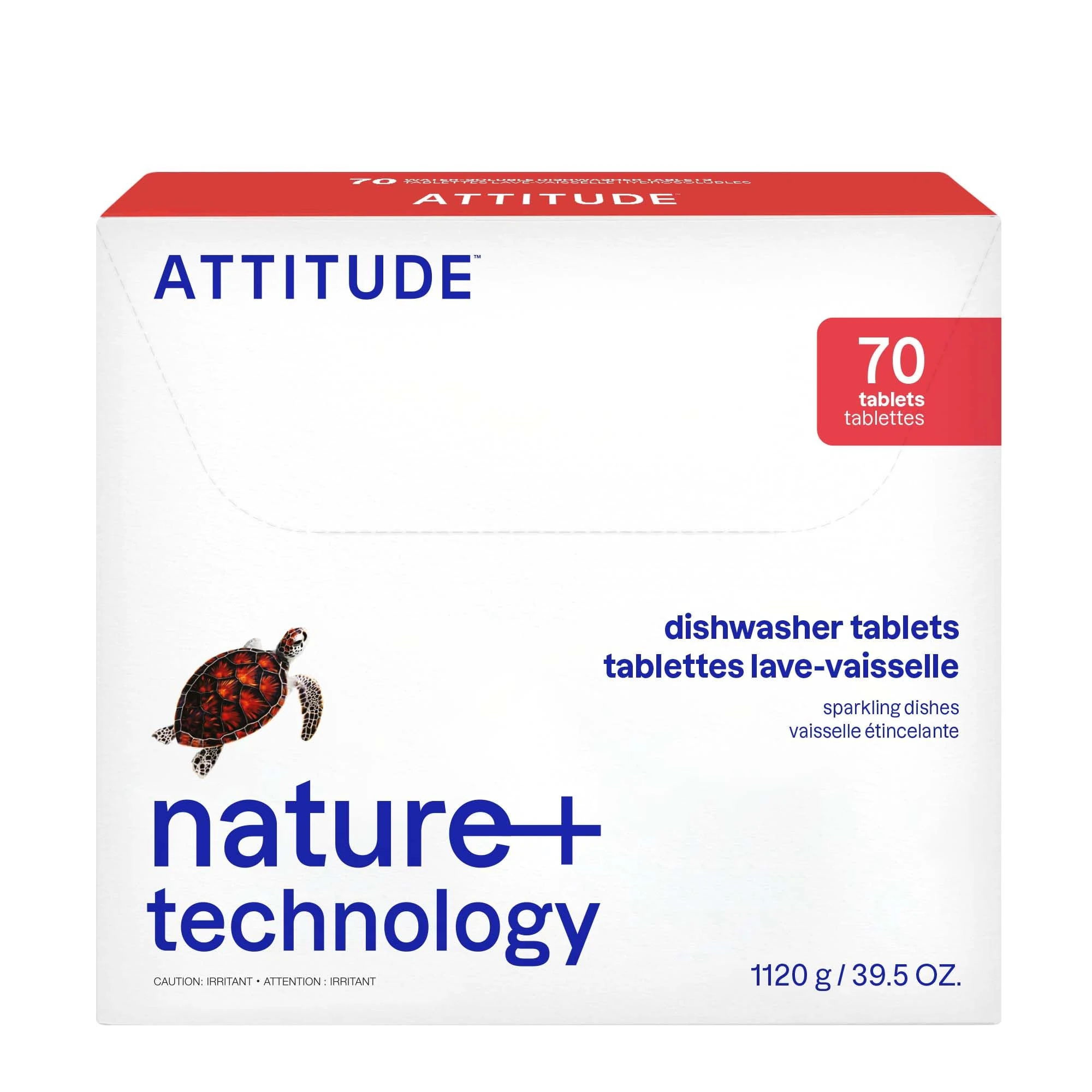 ATTITUDE Dishwasher Pods, Plant-Based & Vegan, Phosphate-Free Detergent Tablets, Naturally Derived, Unscented, 70 Count