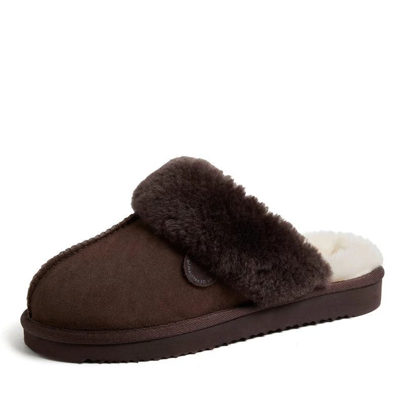 Dearfoams Women's Fireside Sydney Shearling Indoor/Outdoor Water Resistant Scuff Slipper, Coffee, 5 UK