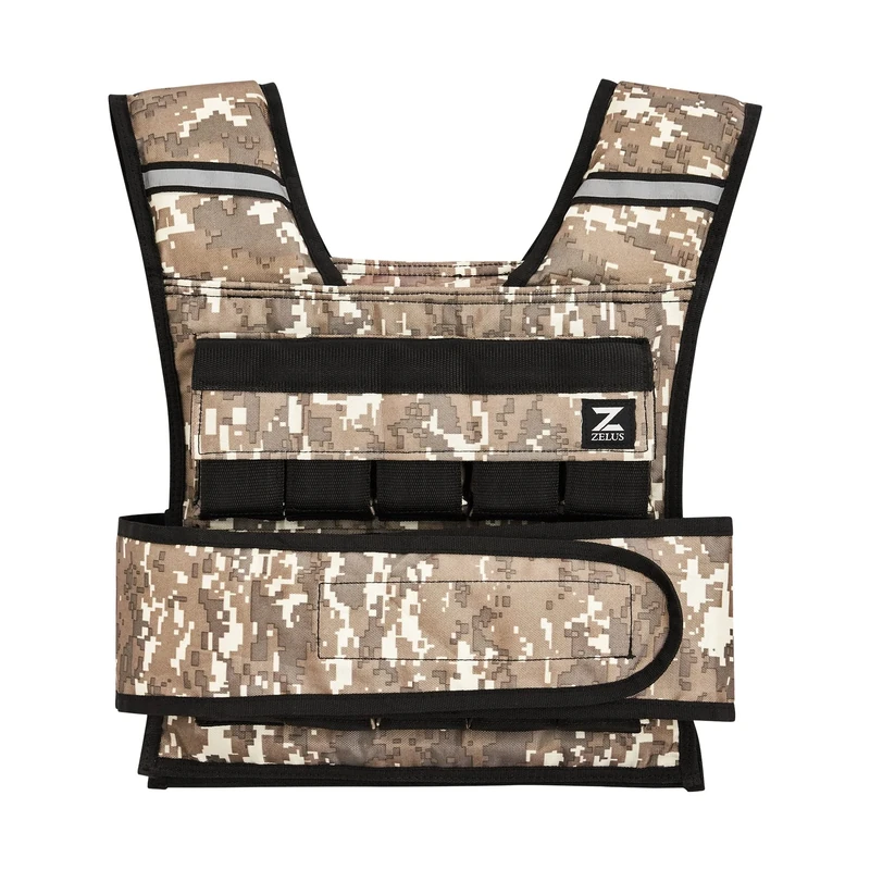 ZELUS 45lb Weighted Vest with Iron Weights for Exercise, Adjustable Weight Vest for Men, Workout Vest for Home Workouts Cardio Strength Training Weight Loss (Desert Camo)