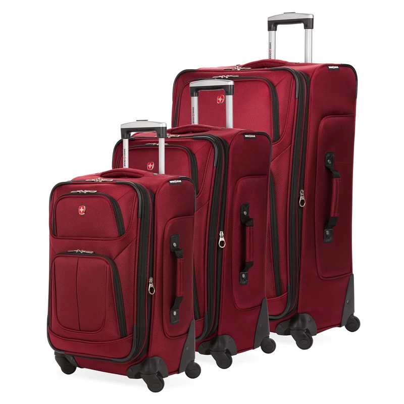 SwissGear Sion Softside Expandable Roller Luggage, Burgundy, 3-Piece Set (21/25/29), Sion Softside Expandable Roller Luggage
