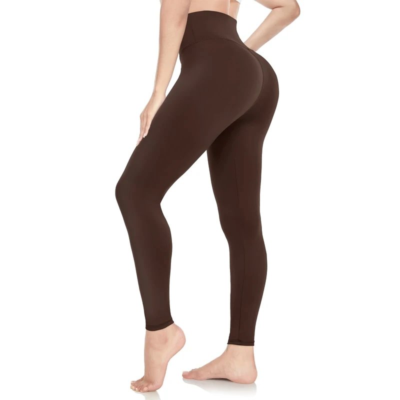 ACTINPUT Leggings for Women Soft High Waisted Tummy Control Leggings Sports Workout Gym Running Yoga Pants(Coffee,S-M)
