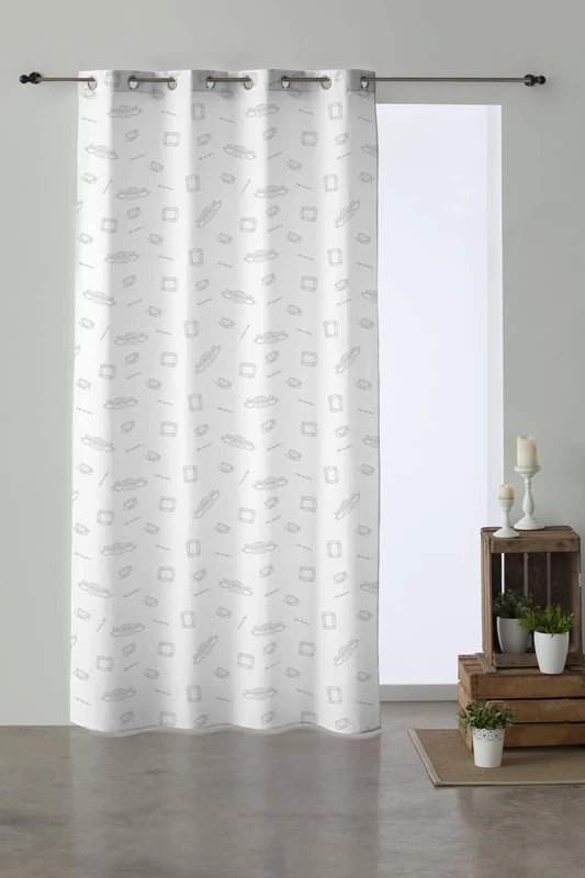 BELUM | Half Panama Friends Eyelet Curtain 140x260, Soft Curtain, Multicolor Curtain - Image 1