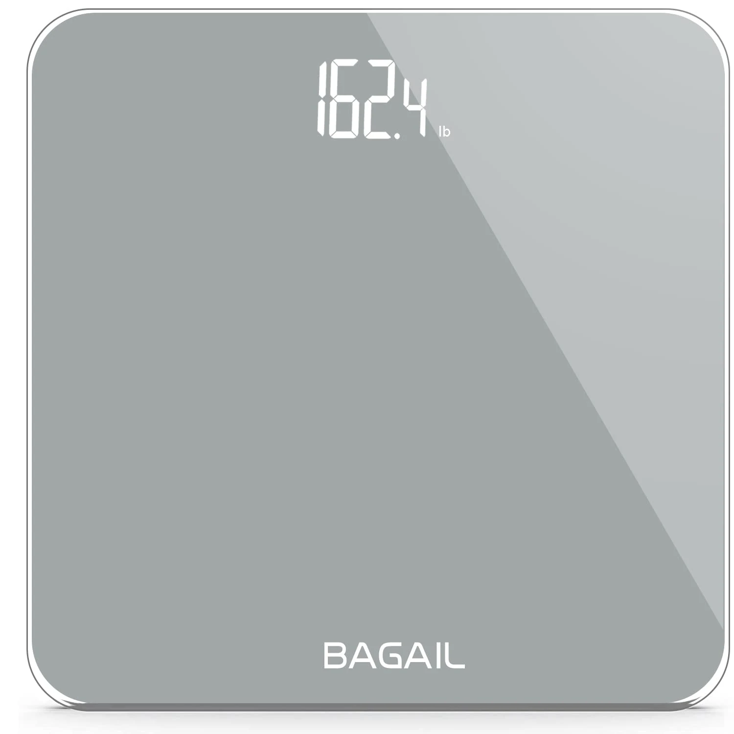 BAGAIL Bathroom Scale, Digital Weighing Scale with High Precision Sensors and Tempered Glass, Ultra Slim, Step-on Technology, Shine-Through Display - Grey