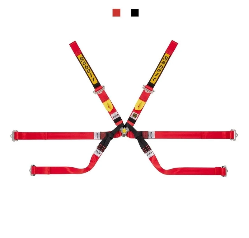 Sabelt FIA8853-2016 Silver Formula 6PT Lightweight 2" Pull Up Red