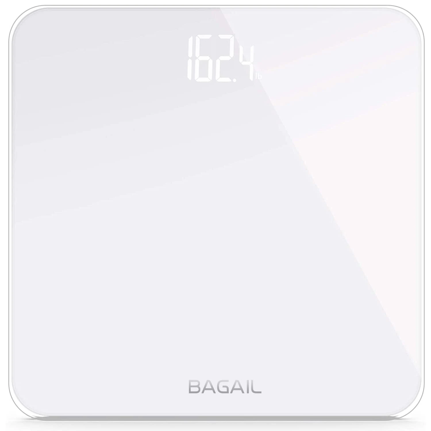 BAGAIL Bathroom Scale, Digital Weighing Scale with High Precision Sensors and Tempered Glass, Ultra Slim, Step-on Technology, Shine-Through Displa - White