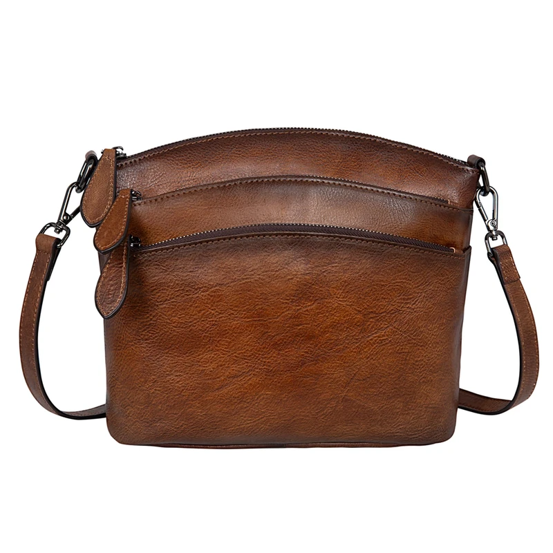 HESHE Womens Genuine Leather Handbags Shoulder Bag Small Bags Designer Crossbody Purse Satchel, Coffee, S