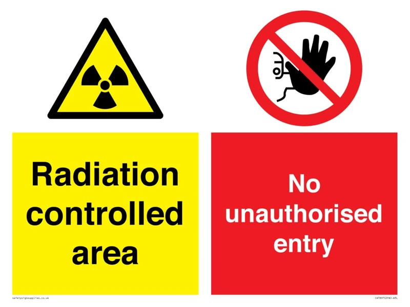 Radiation controlled area No unauthorised entry Sign - 400x300mm - A3L