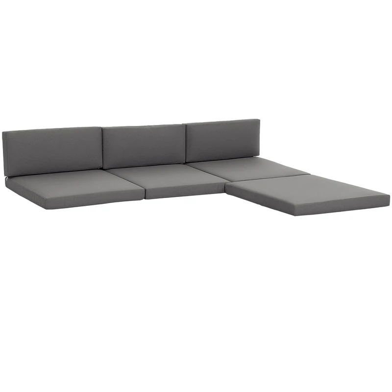 Outsunny Outdoor Cushion Pad Set for Rattan Furniture, 7 Piece Garden Furniture Cushions, Patio Conversation Set Cushions ONLY, Lightweight and Durable, Grey