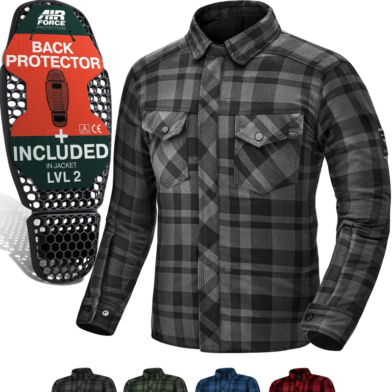 SHIMA RENEGADE MEN 2 Armored Biker Flannel Jacket - Black 5XL - Image 1