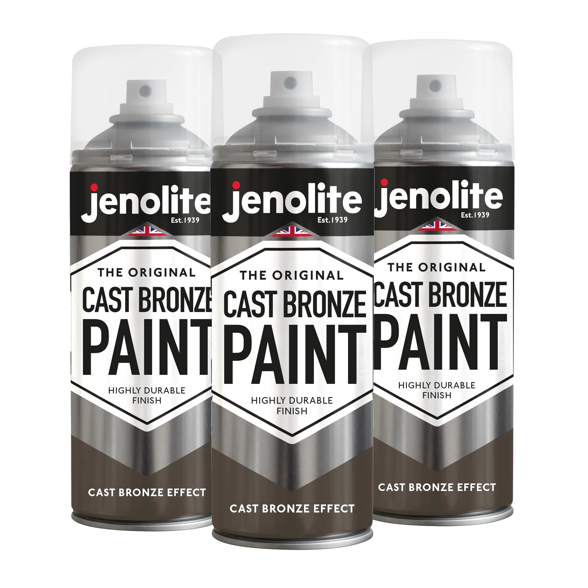 JENOLITE Cast Bronze Spray Paint | 3 x 400ml | Textured Cast Bronze Effect Paint | Realistic Metallic Paint | Multi Surface Spray Paint | Ideal For DIY Projects, Crafting, Ornaments, & Much More