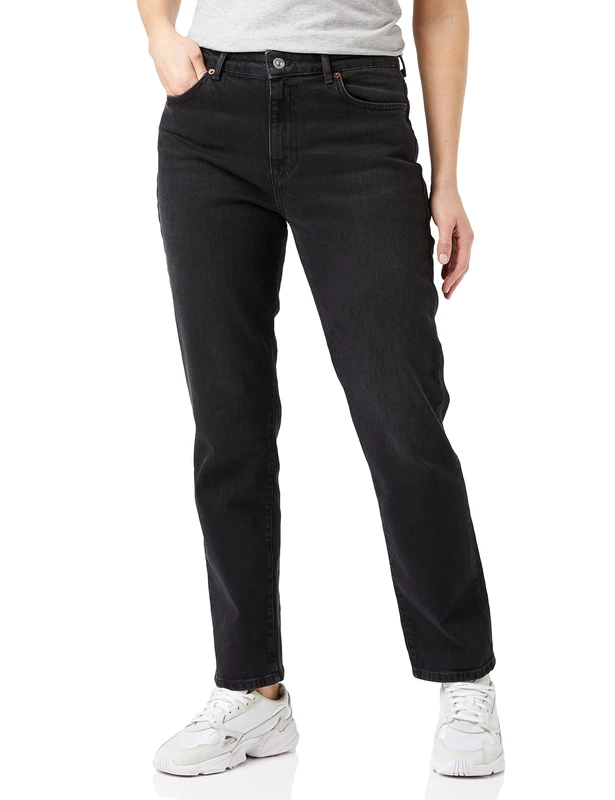 French Connection Palmeria Stretch Recycled High Rise Straight Leg Denim,Washed Black,6 - Image 1