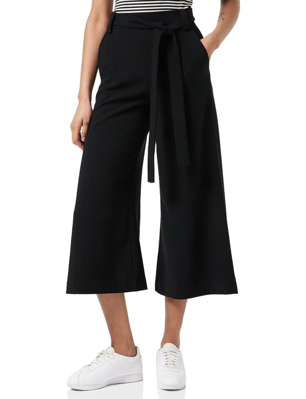 French Connection Women's Whisper Ruth Belted Culottes Business Casual Pants, Black, 16 - Image 1