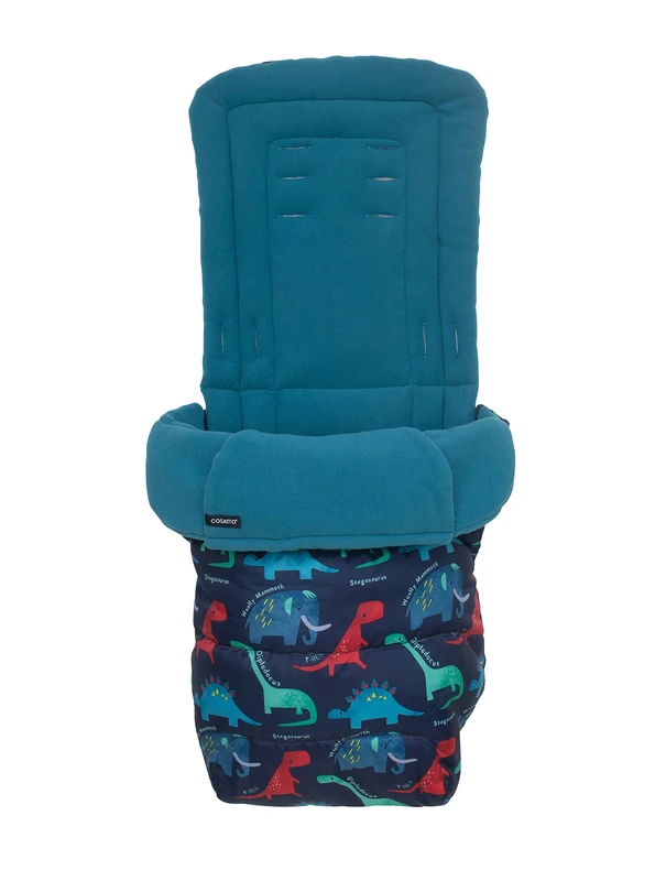 Cosatto Universal Footmuff – Cosy Toes, All Season Luxury Quilted Pram, Pushchair, Stroller Liner Liner, Washable, with Kangaroo Pouch for Hands, D is for Dino