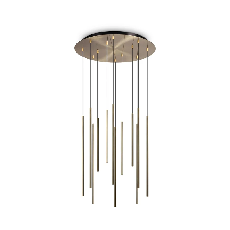 Ideal Lux Filo Decorative 12 Drop Cluster Pendant Ceiling Light Brass 3000K