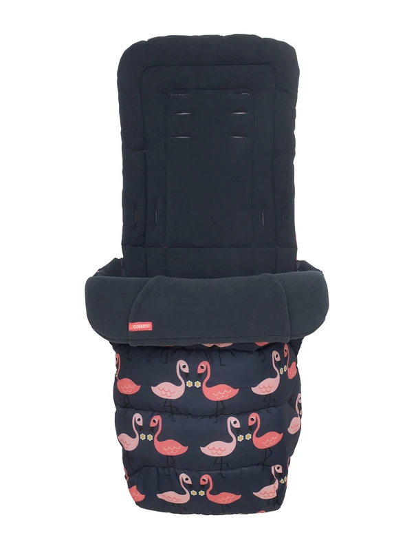 Cosatto Universal Footmuff – Cosy Toes, All Season Luxury Quilted Pram, Pushchair, Stroller Liner, Washable, with Kangaroo Pouch for Hands (Pretty Flamingo)