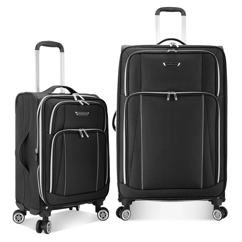 Traveler's Choice Lares Softside Expandable Luggage with Spinner Wheels, Black, 3 Piece Luggage Set, Lares Softside Expandable Luggage with Spinner Wheels
