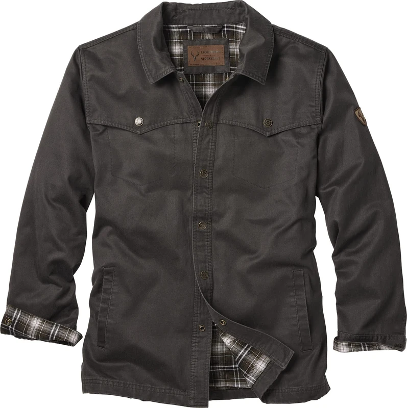 Legendary Whitetails Men's Stockyards Lonestar Waxed Canvas Shirt Jacket, Coal, L - Image 1