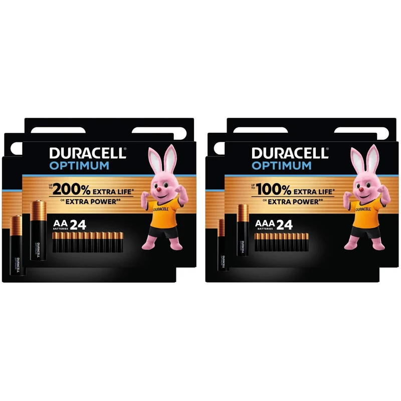 DURACELL Optimum AA & AAA Batteries (Combo pack of 48) – Alkaline Batteries 1.5V – 200% More Power Boost Actives – Meets Demands Of Modern Devices – 100% Recyclable – LR6 /LR03 MX1500/MX2400