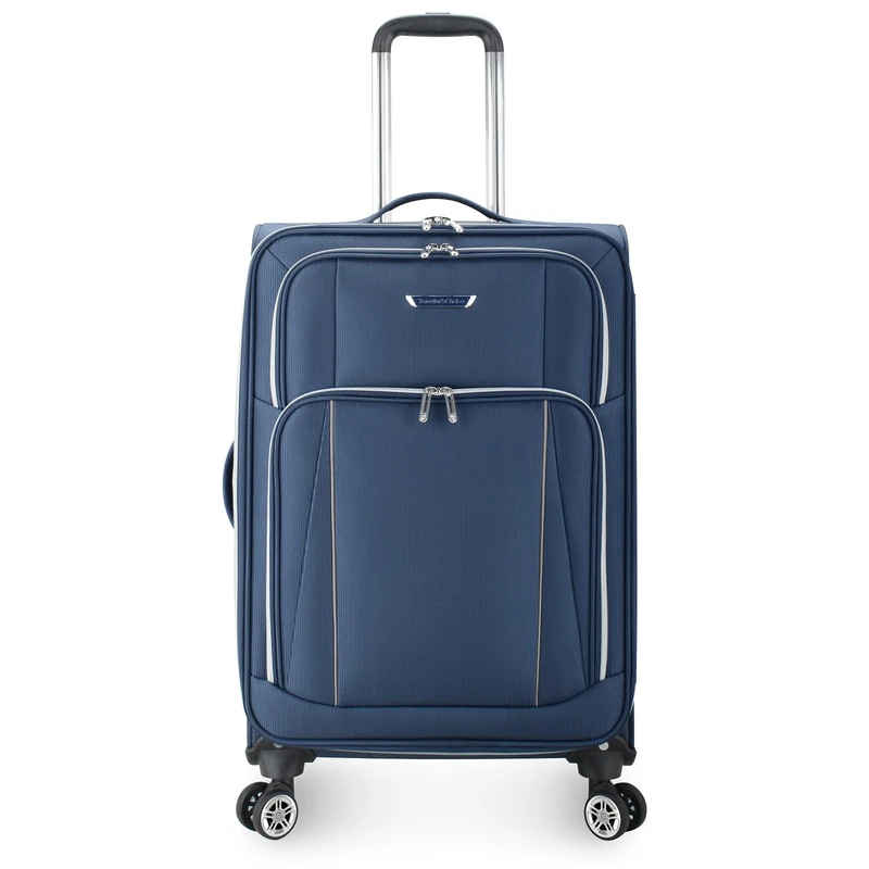 Traveler's Choice Lares Softside Expandable Luggage with Spinner Wheels, Navy, Checked 26-Inch, Lares Softside Expandable Luggage with Spinner Wheels