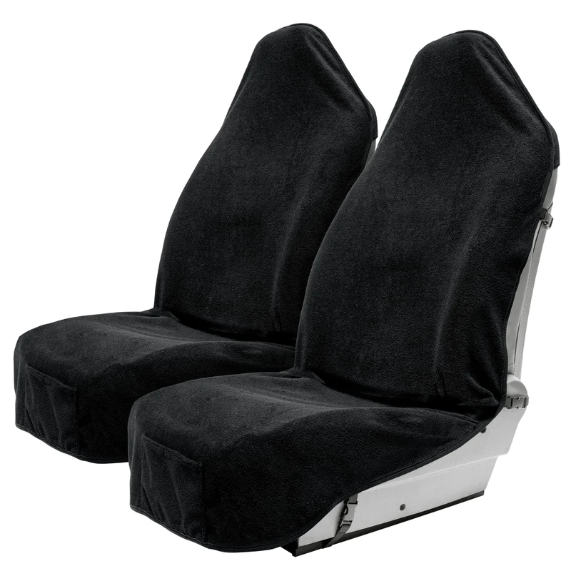 Leadpro Terry Cloth Sweat Towel Seat Cover; Carseat Towel Protector; Great for Gym Workout; Waterproof; Universal Fit for Car SUV Van Truck; EZ fit; Non Slip Grip; Machine Washable; 2pc Black