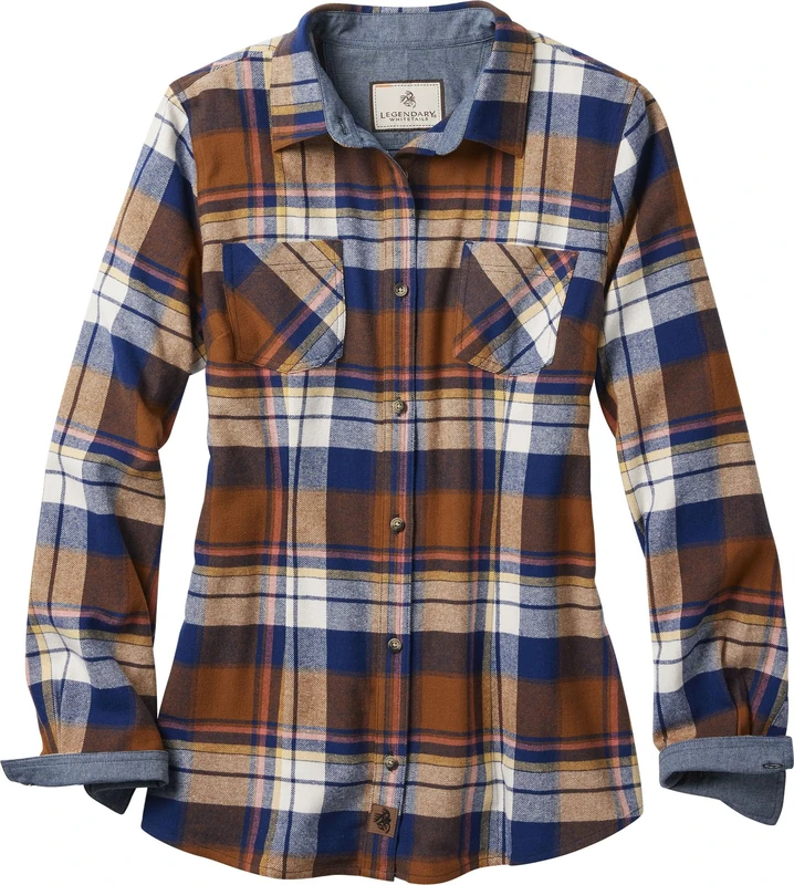 Legendary Whitetails Women's Cottage Escape Flannel Shirt Long Sleeve, Royal Blue Plaid, X-Large