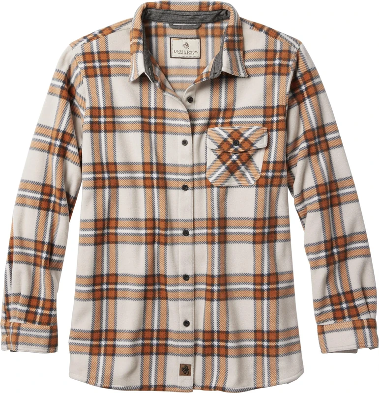 Legendary Whitetails Women's Trail Guide Fleece Button Down Shirt, Longhorn Plaid, L - Image 1
