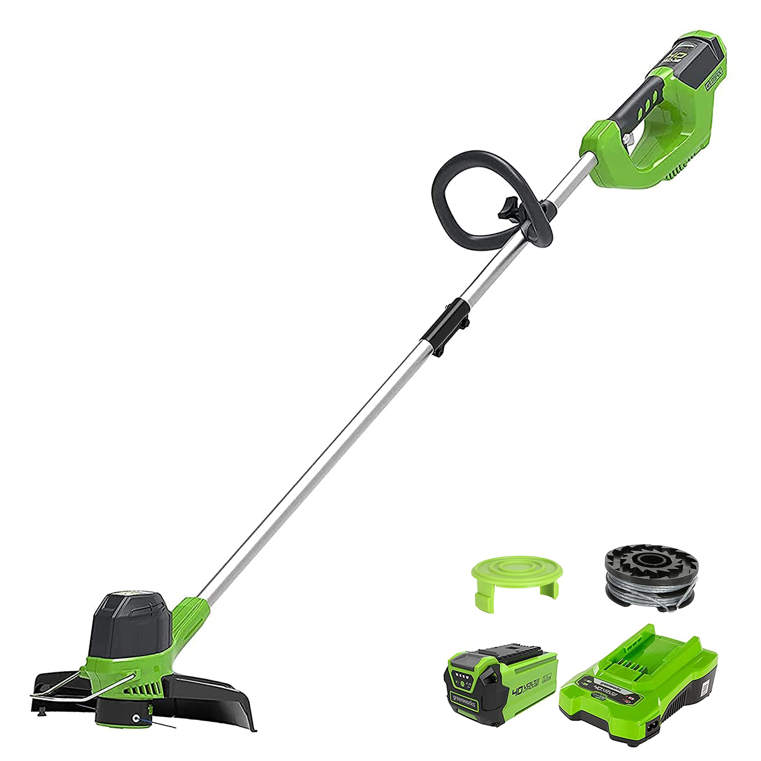 Greenworks Cordless Grass Trimmer 40V 30cm G40LTK2, with Spool and Cover, incl. 1 Battery 2Ah & Charger