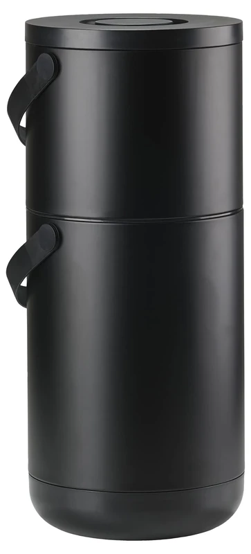 Zone Circular Rubbish Bin, Diameter 31.5 x 65.5 cm, 22 + 12 Litres, Black
