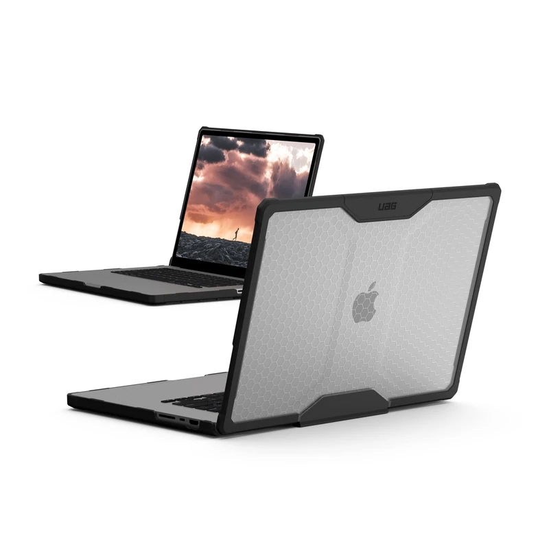 URBAN ARMOR GEAR UAG Designed for MacBook Pro 16 inch Case 2023-2024 M4 M3 Max/Pro (A2991 A3403 A3186) Rugged Lightwieght Touch ID Military Grade Dropproof Plyo Laptop Cover, Translucent Clear Ice