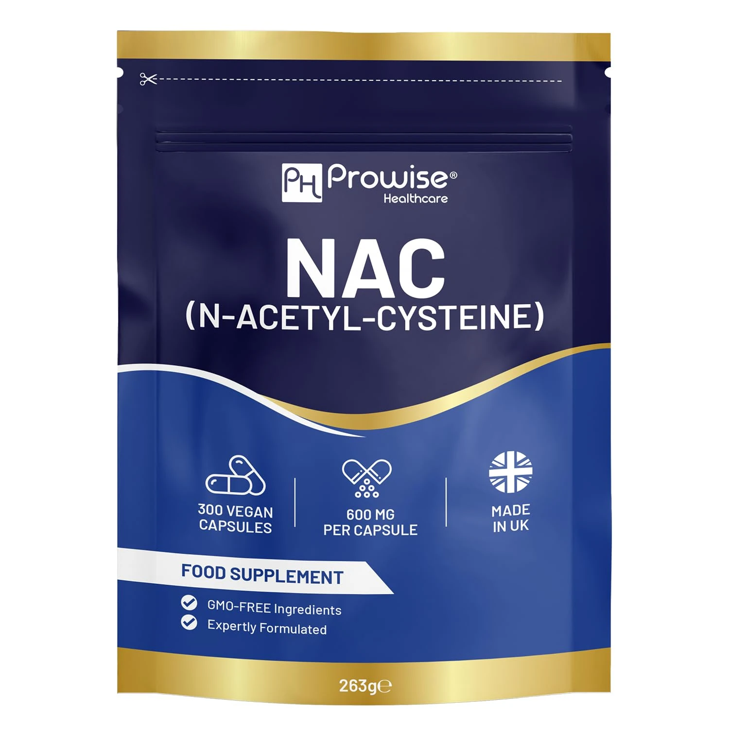 NAC N-Acetyl-Cysteine 600mg | 300 Capsules | Vegan N-Acetyl-Cysteine Nutritional Supplements | High Bioavailability & Letter Box Friendly | UK Manufactured by Prowise Healthcare